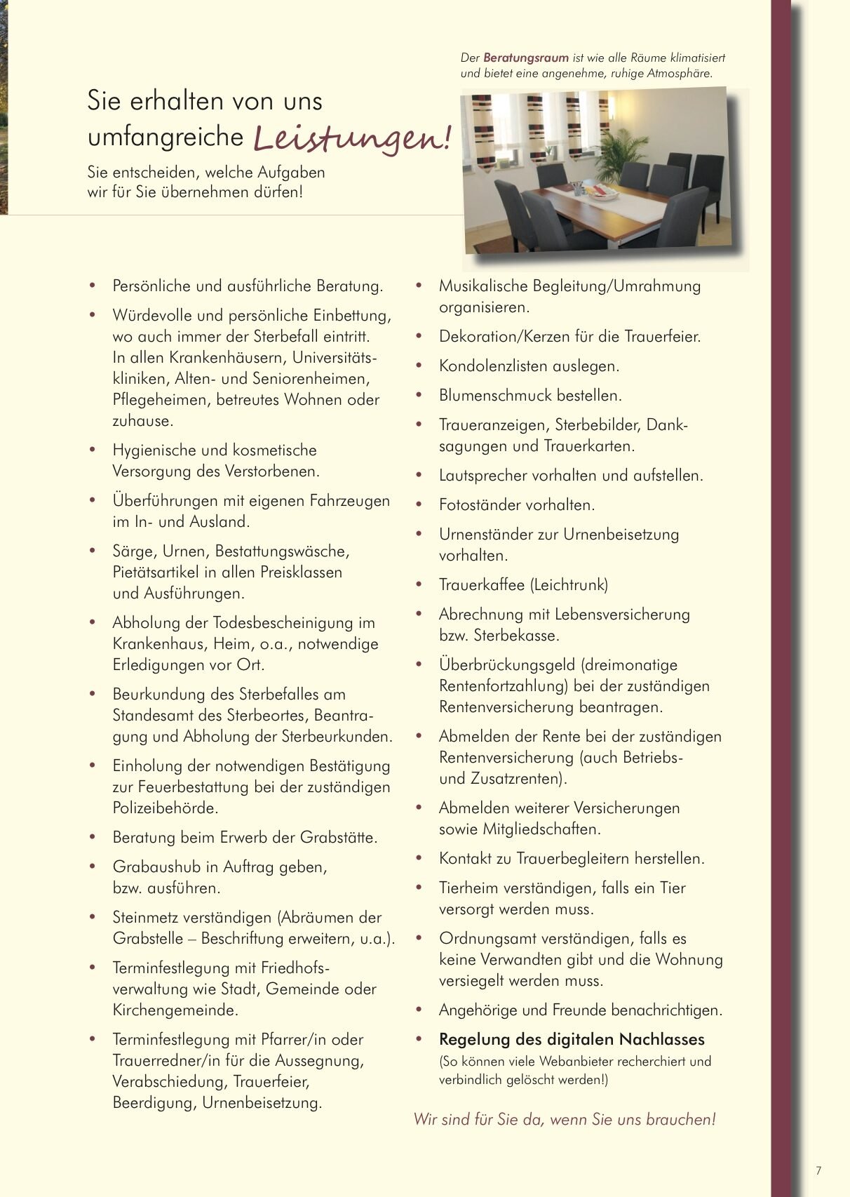 Hausbroschüre des Bestattungsinstituts Bauer, Seite 7