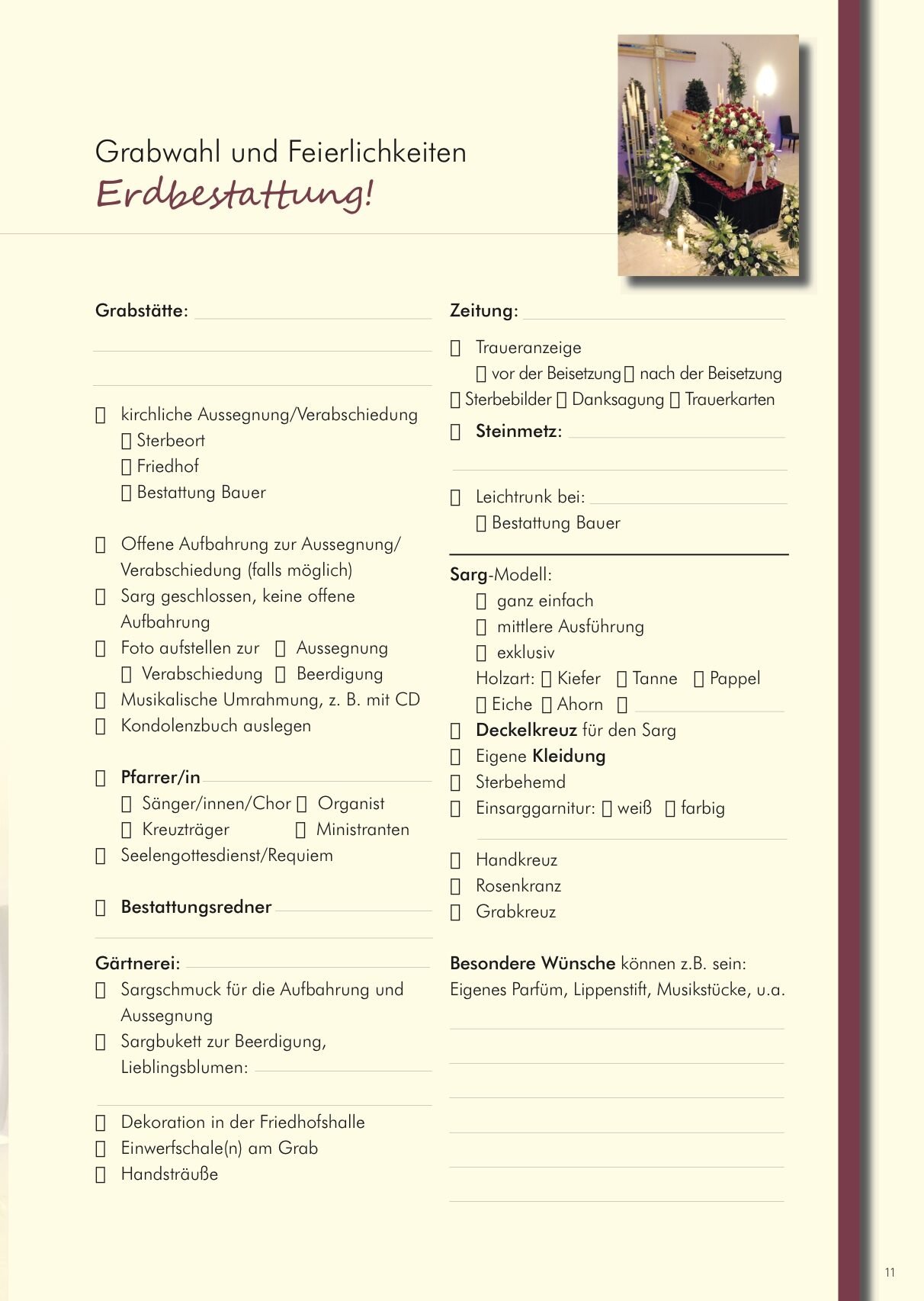 Hausbroschüre des Bestattungsinstituts Bauer, Seite 11