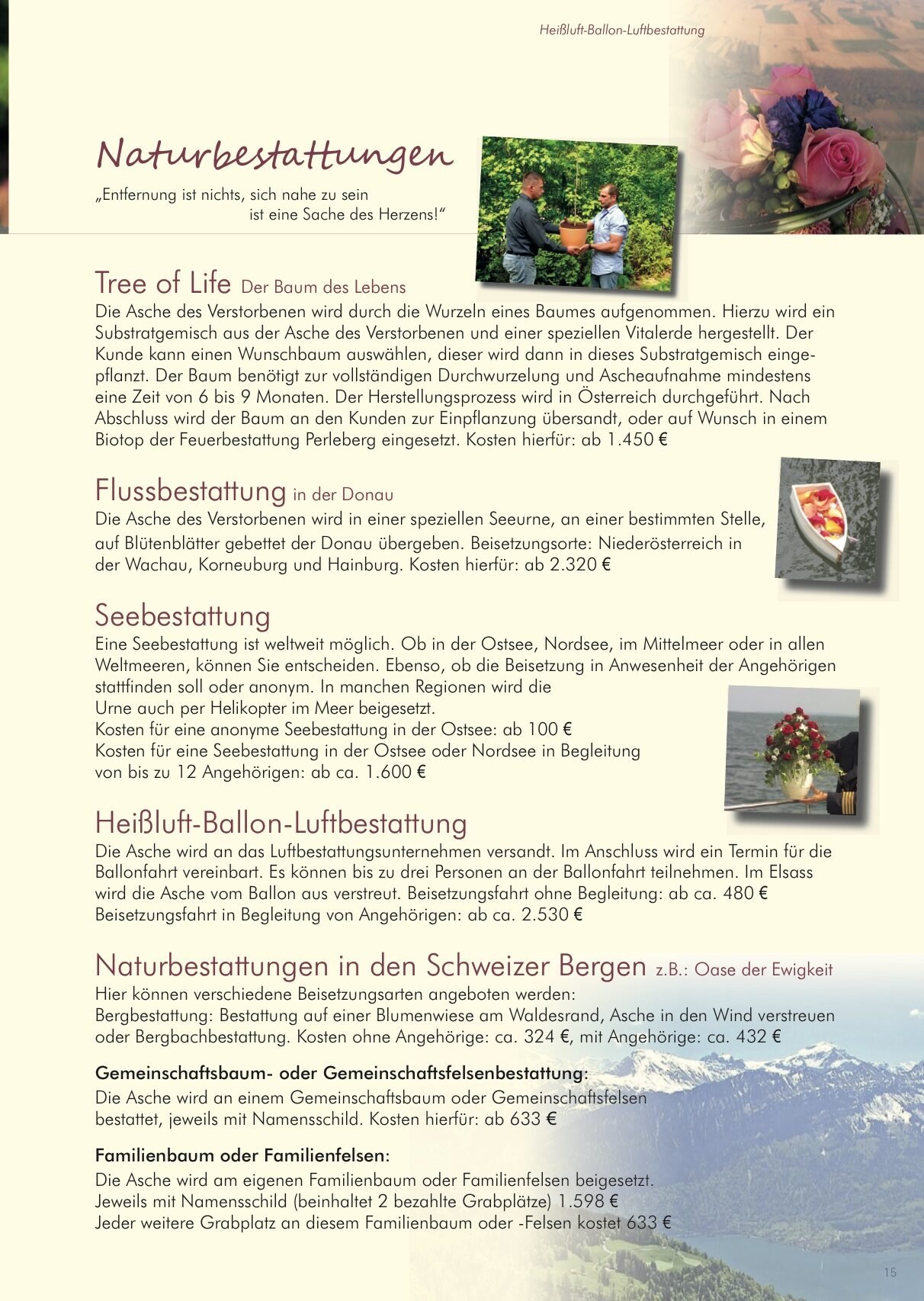 Hausbroschüre des Bestattungsinstituts Bauer, Seite 15