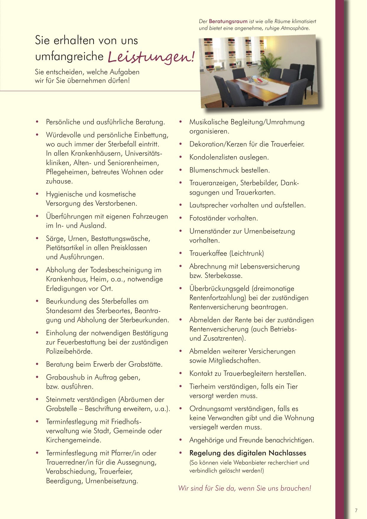 Hausbroschüre des Bestattungsinstituts Bauer, Seite 7