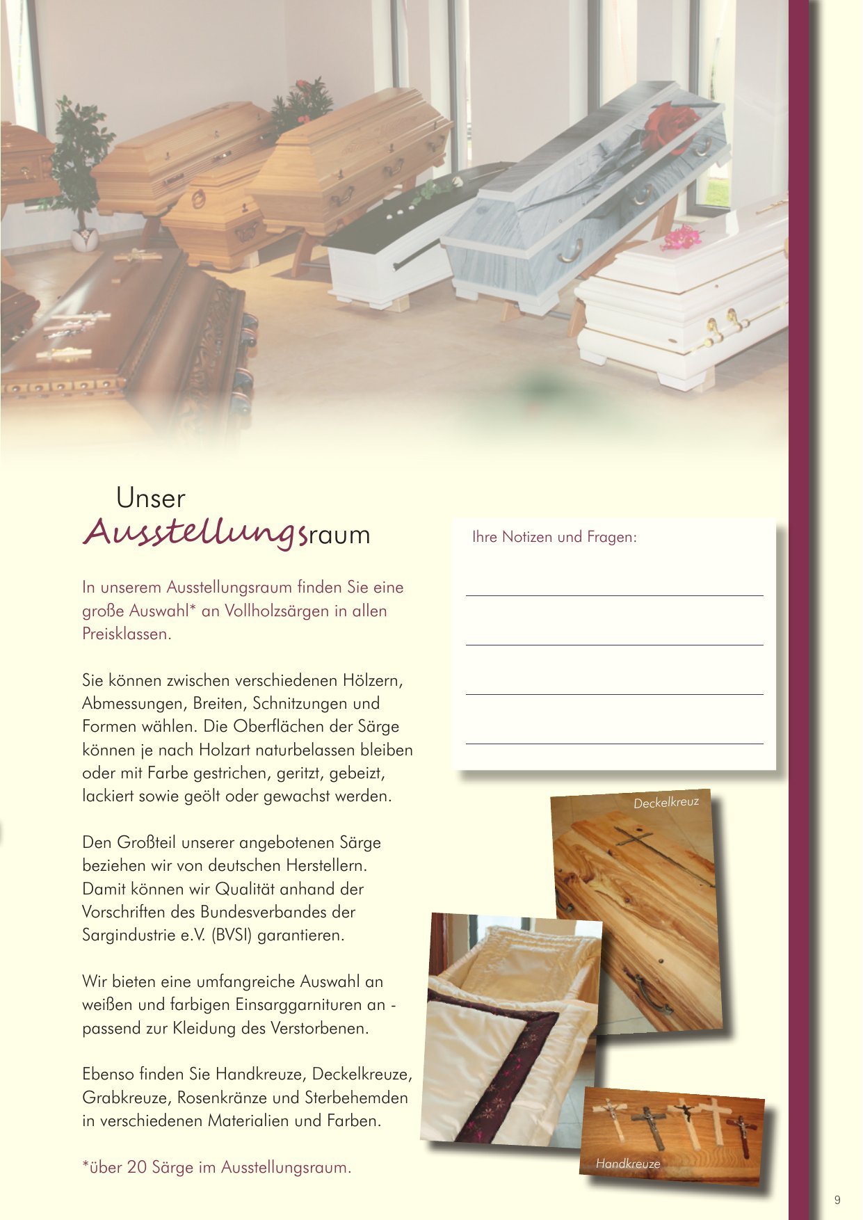 Hausbroschüre des Bestattungsinstituts Bauer, Seite 9