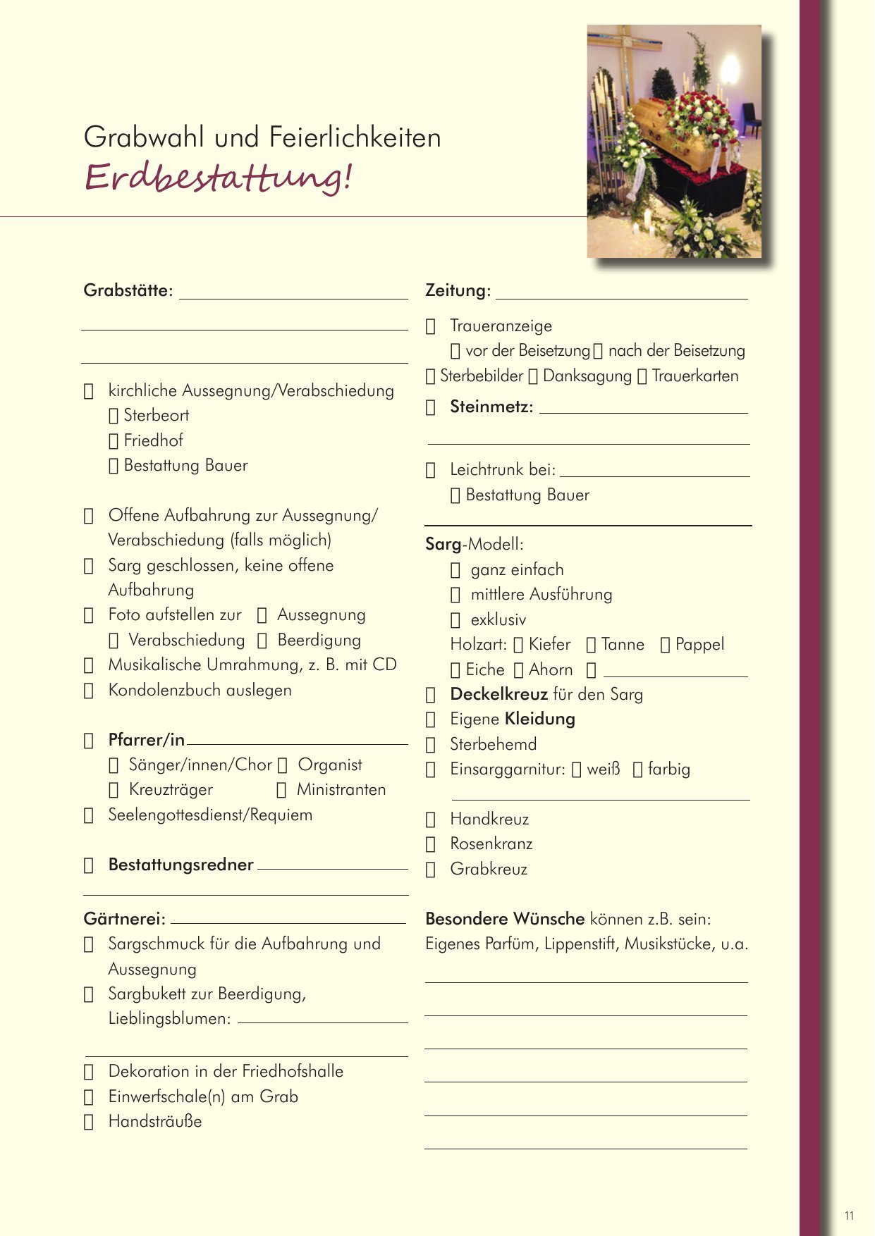 Hausbroschüre des Bestattungsinstituts Bauer, Seite 11