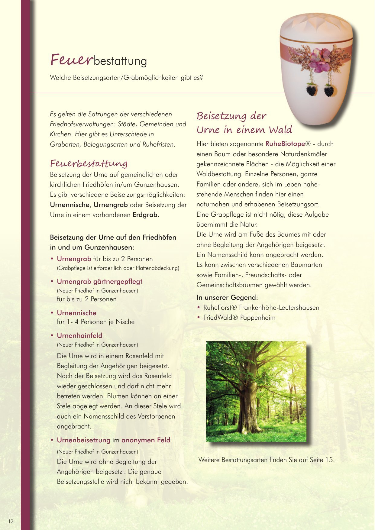 Hausbroschüre des Bestattungsinstituts Bauer, Seite 12