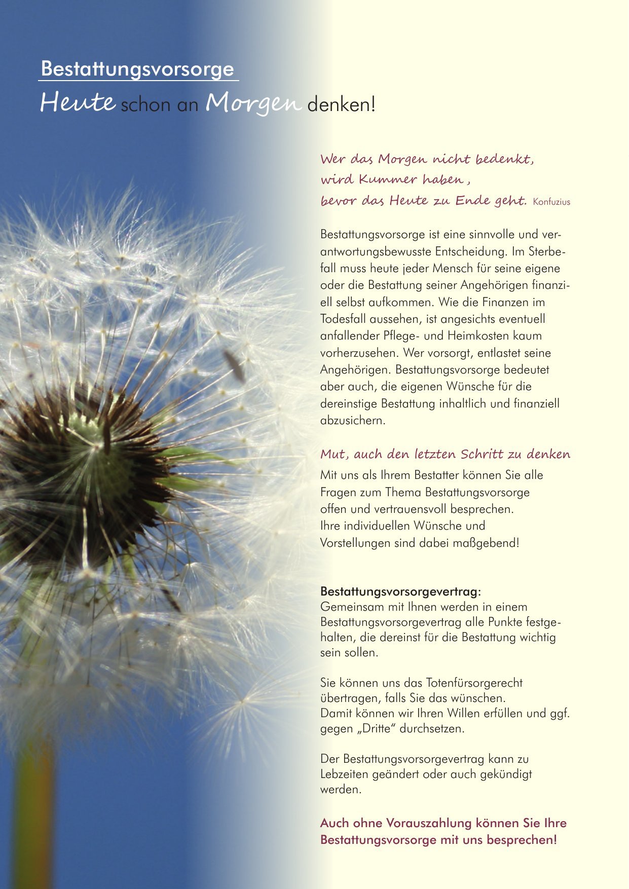 Hausbroschüre des Bestattungsinstituts Bauer, Seite 16